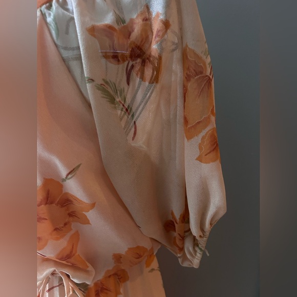 VTG 70s Peach Floral Maxi Dress Boho Prairie Peasant Pleated Skirt Festival. SM - Picture 10 of 14
